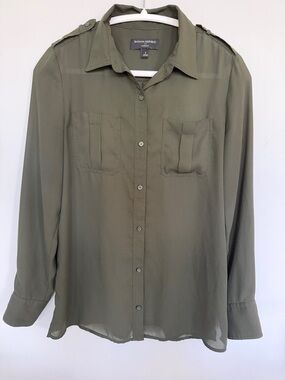 Banana Republic Olive Utility Button-Down Blouse